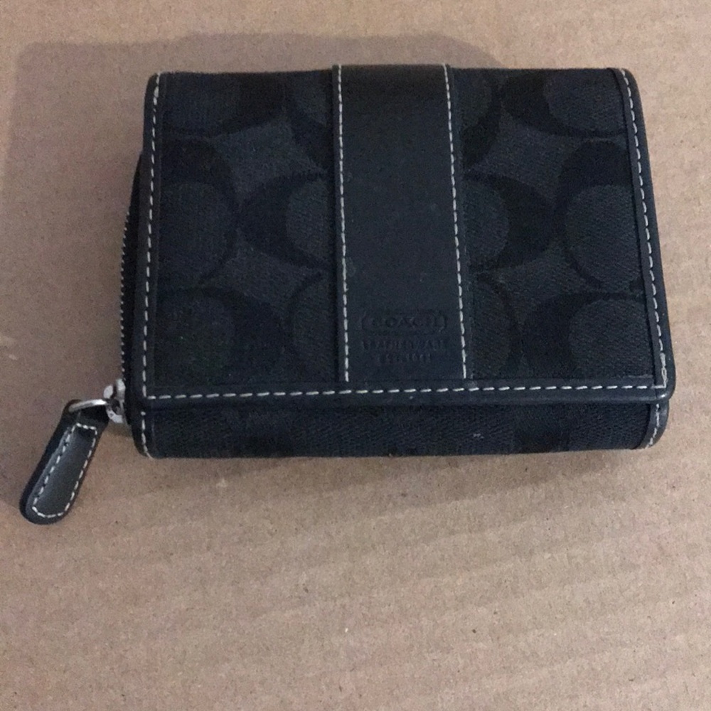 COACH Signature Canvas Print/Leather Trim Wallet